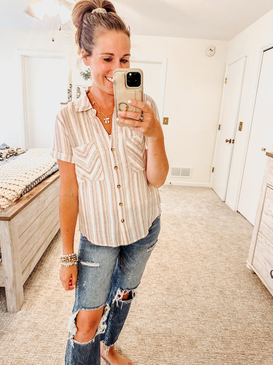 Painted Lines Button Down (S-3X)