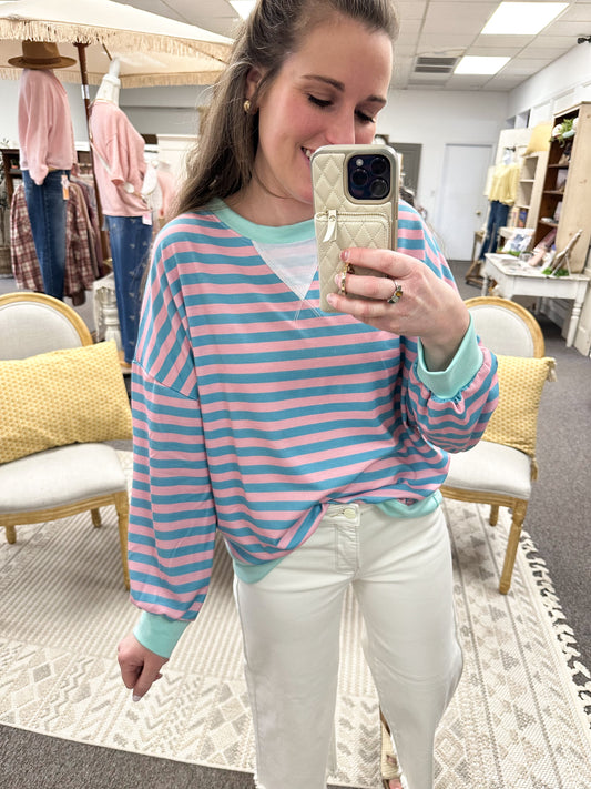 Pastel Tide Striped Pullover (S-3X)
