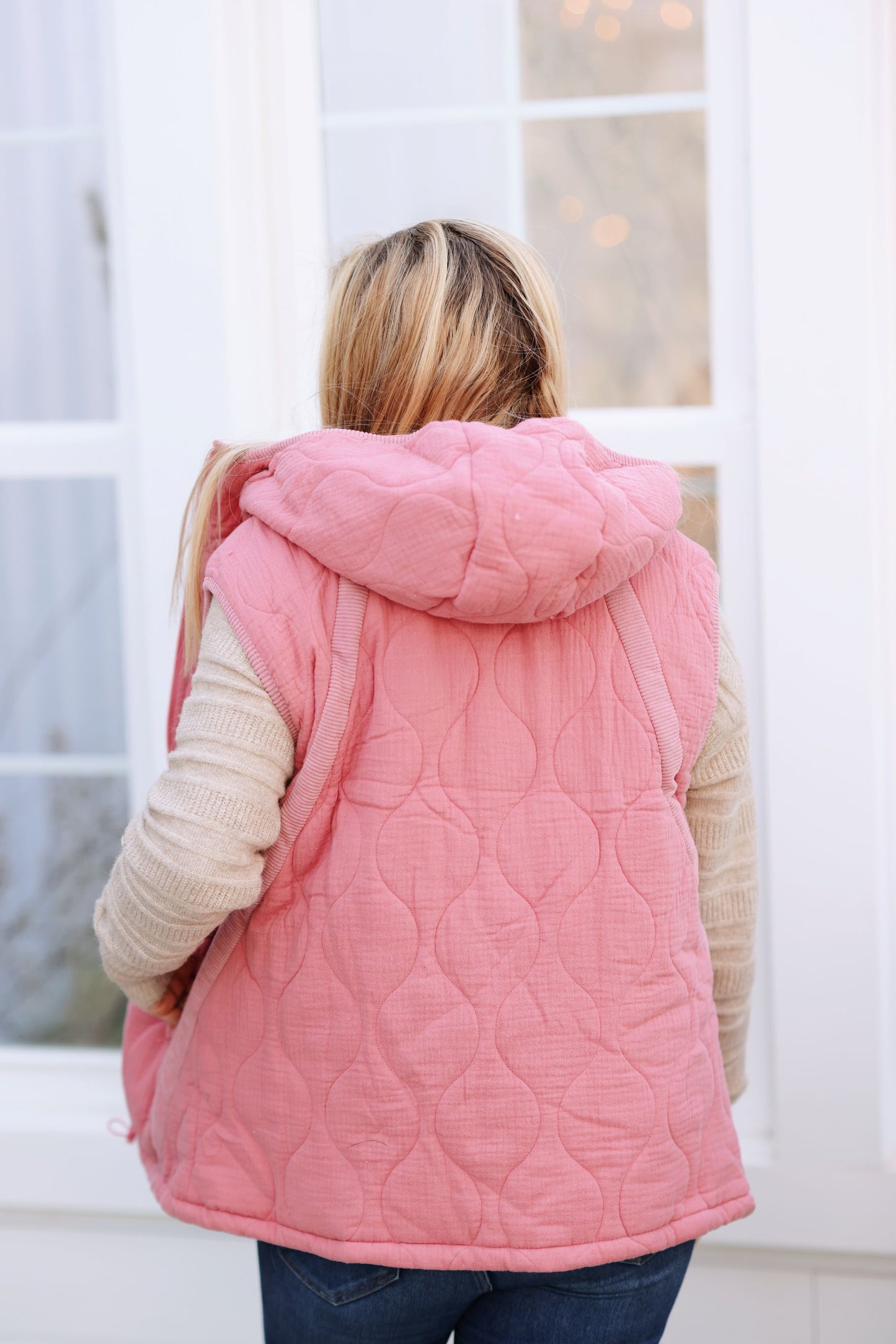 Winter Essential Quilted Vest-Pink
