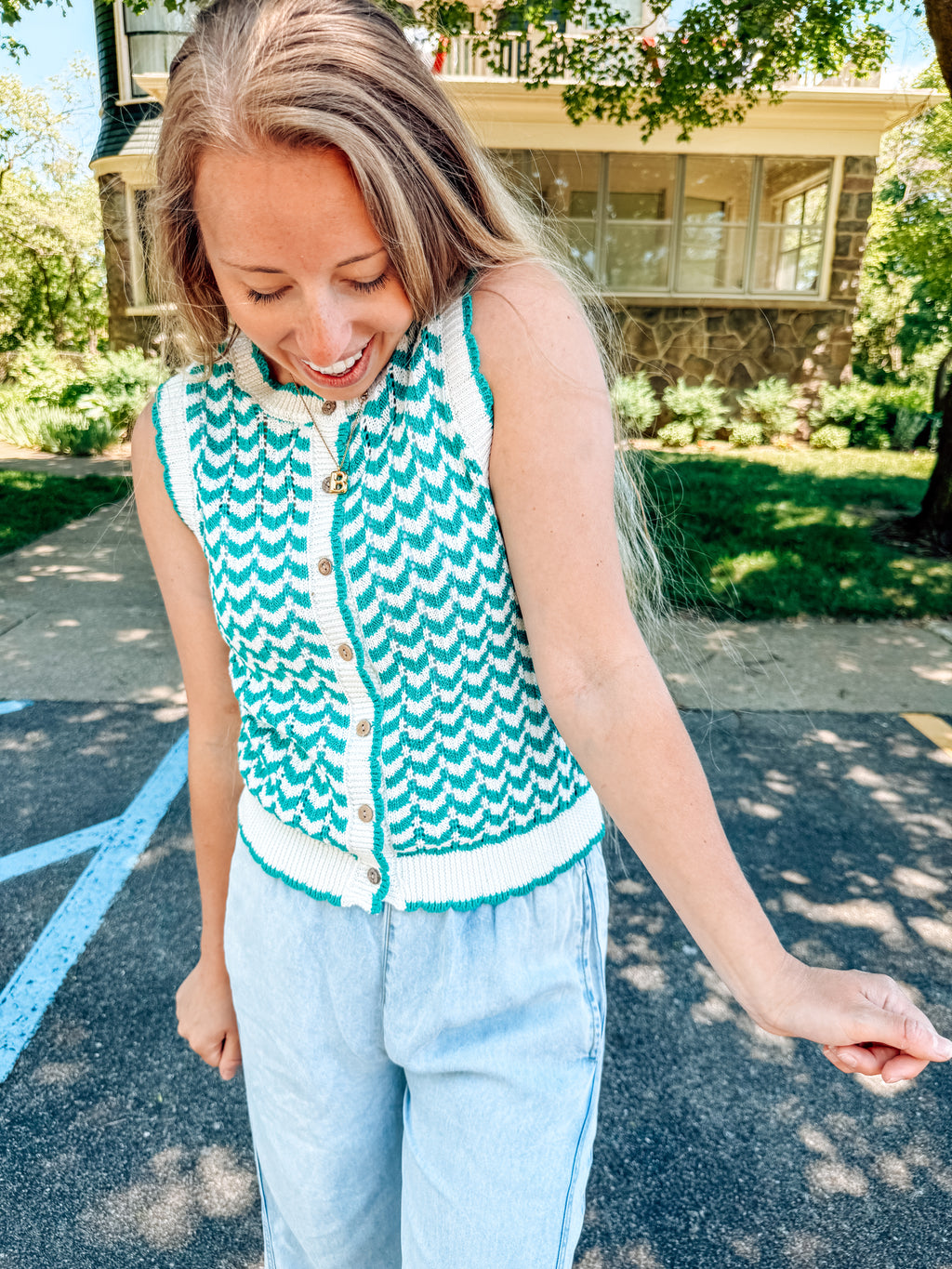 Garden Path Crochet Chevron Sweater (S-XL)
