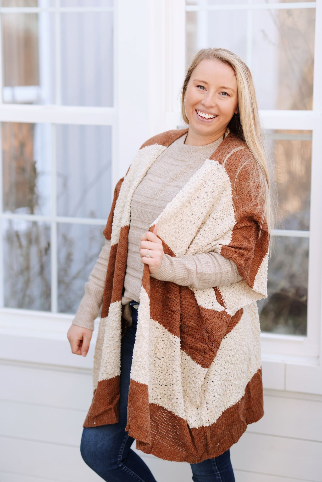 The Plush Striped Poncho – The Boxed Bowtique