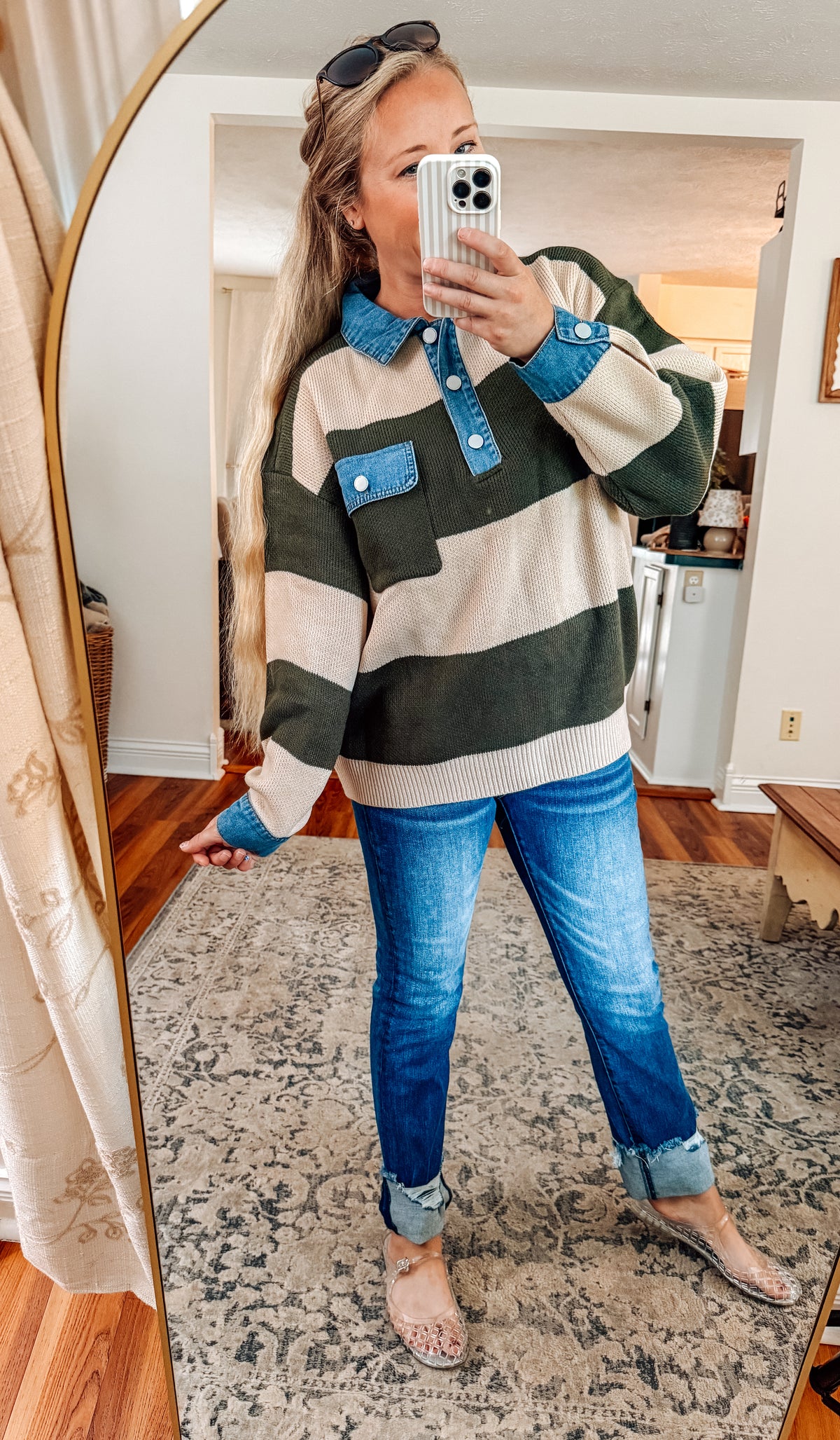 Stripes And Denim Sweater