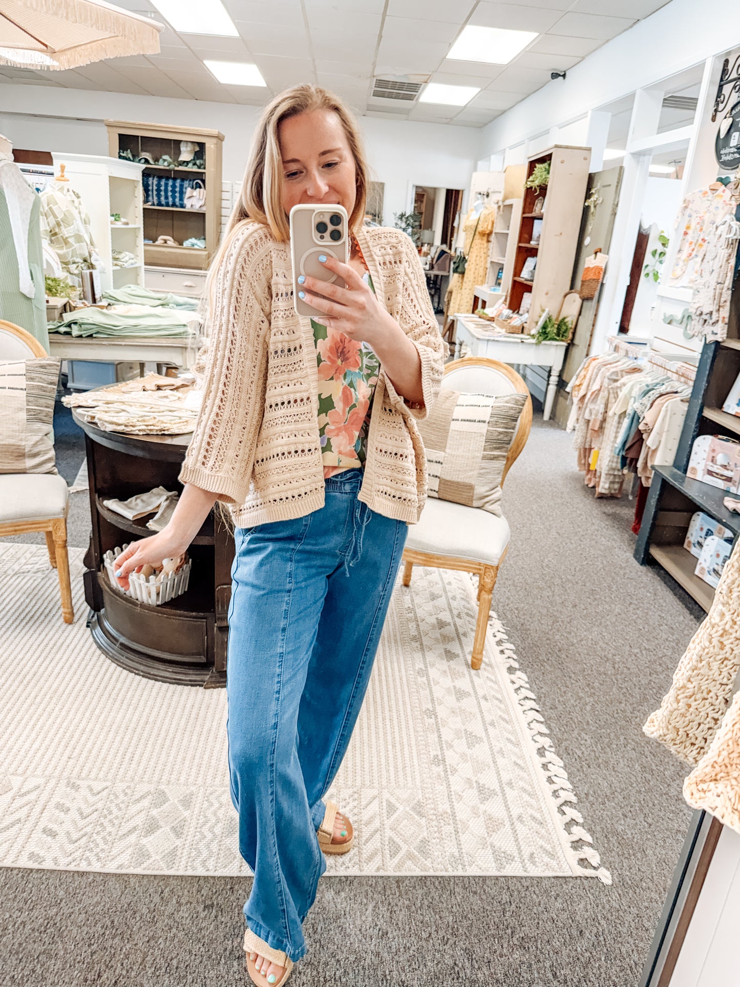 Soft Seasons Crochet Cardigan (S-XL)-Oatmeal