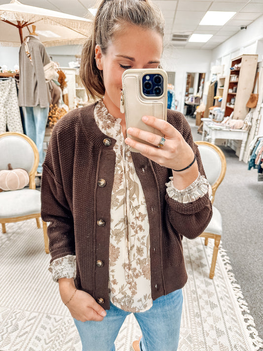 Sugar and Spice Cardigan-Chocolate