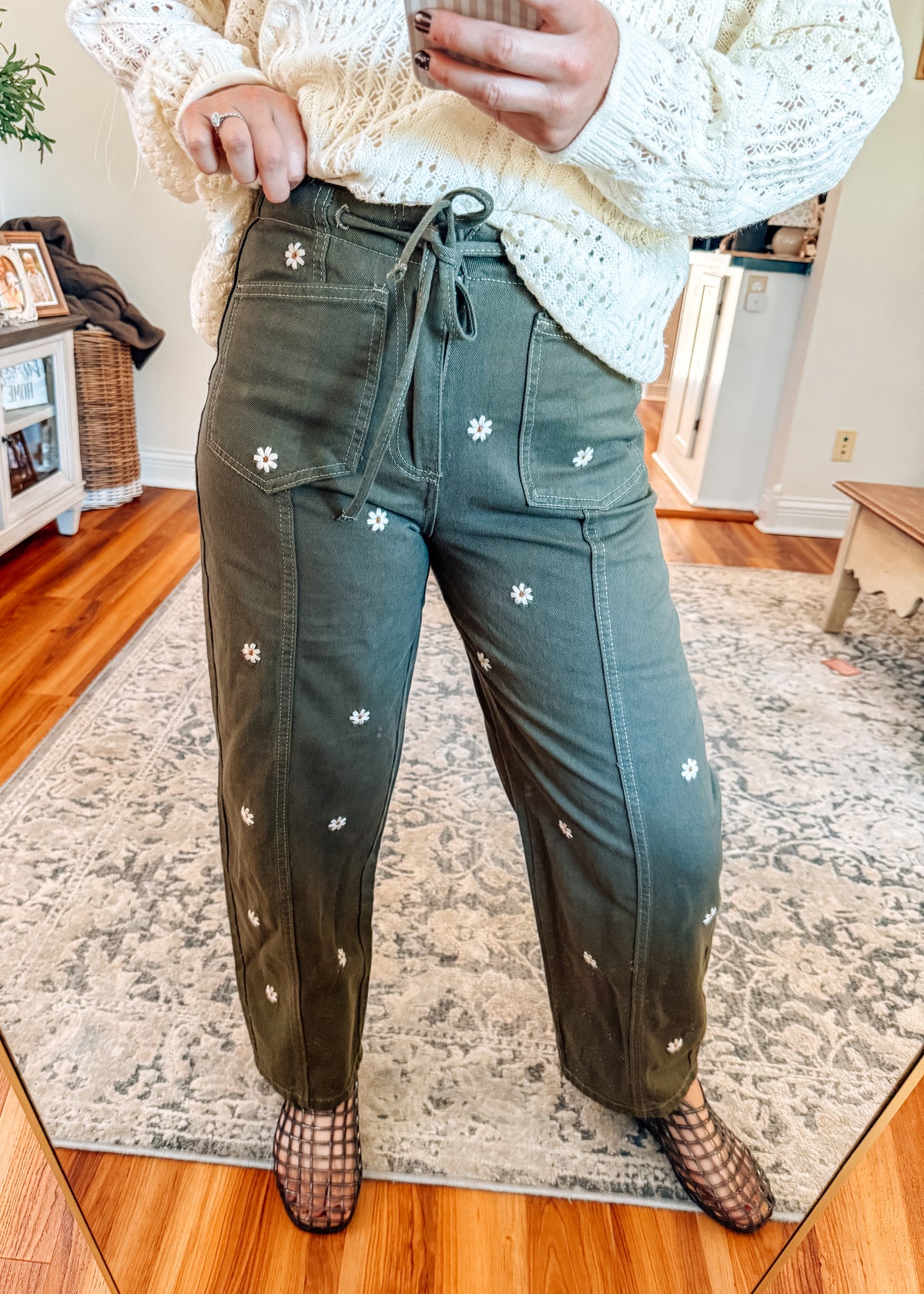 Fresh Picked Embroidered Floral Barrel Pants