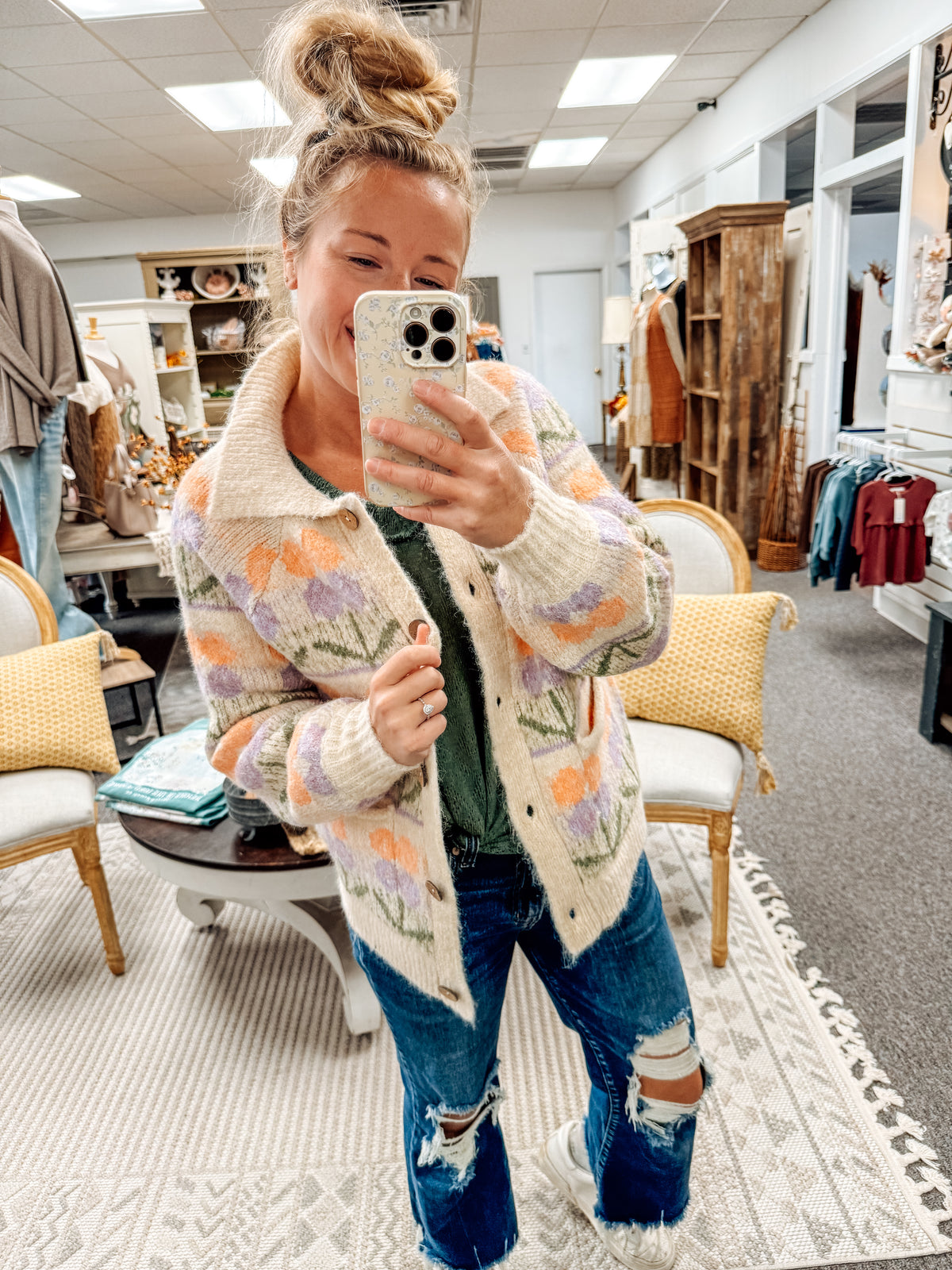 Enchanted Bloom Jacquard Cardigan (S-XL)
