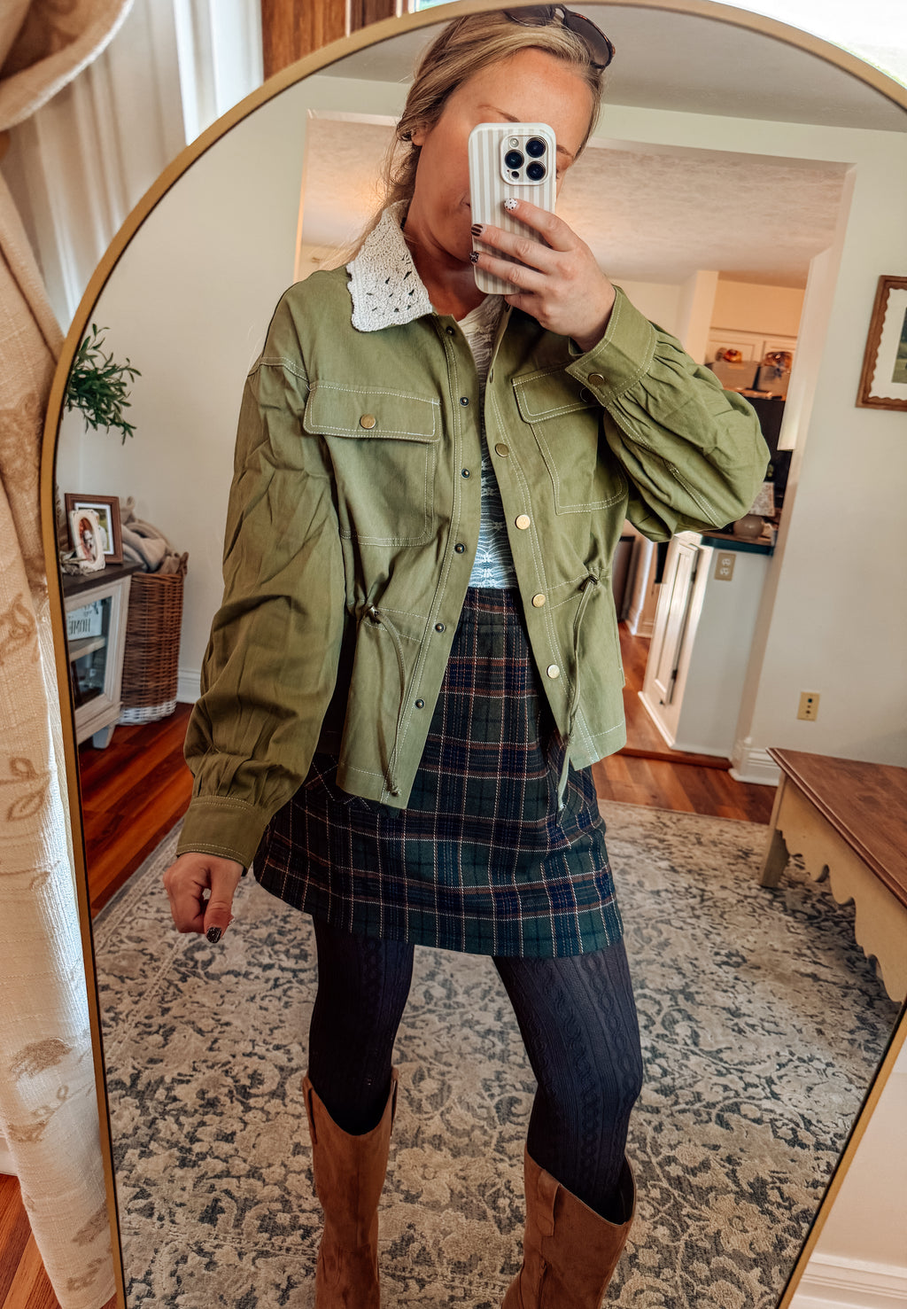 Crochet Collar Utility Jacket