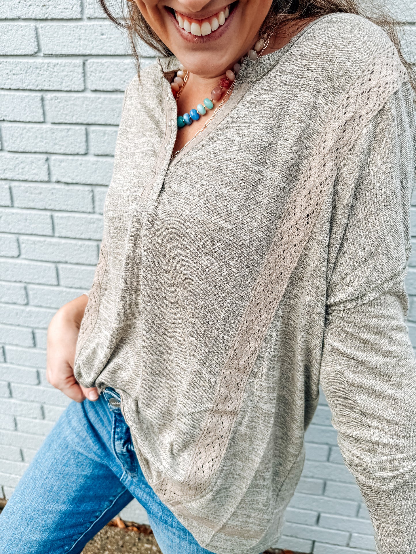 The Downtown Darling Top-Taupe