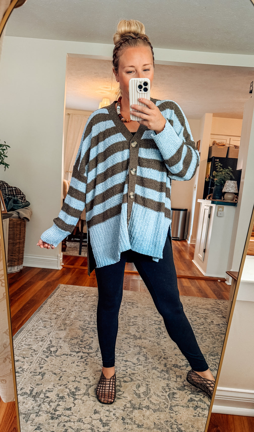 Mountain Mornings Striped VNeck Cardigan