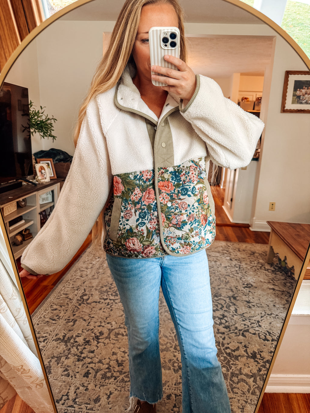 Wildflower Snap Button Sherpa Floral Jacket
