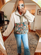 Wildflower Snap Button Sherpa Floral Jacket