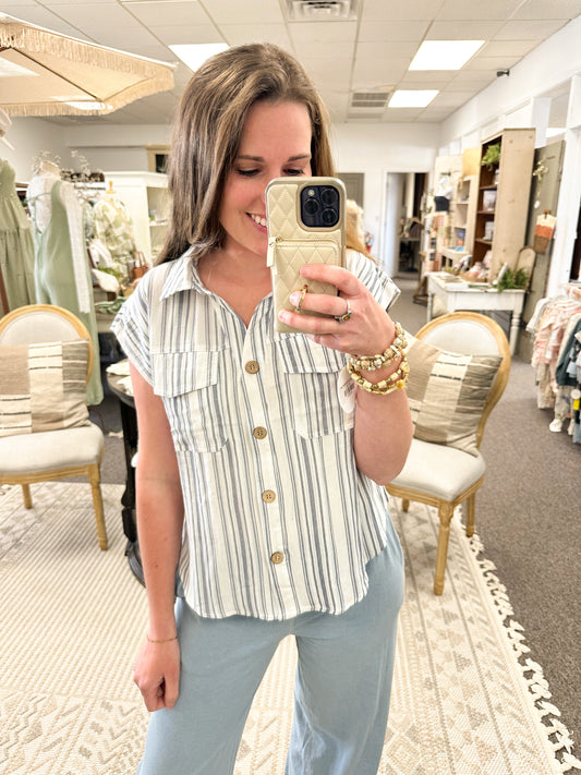 Ivory Tide Button Up Blouse (S-3X)