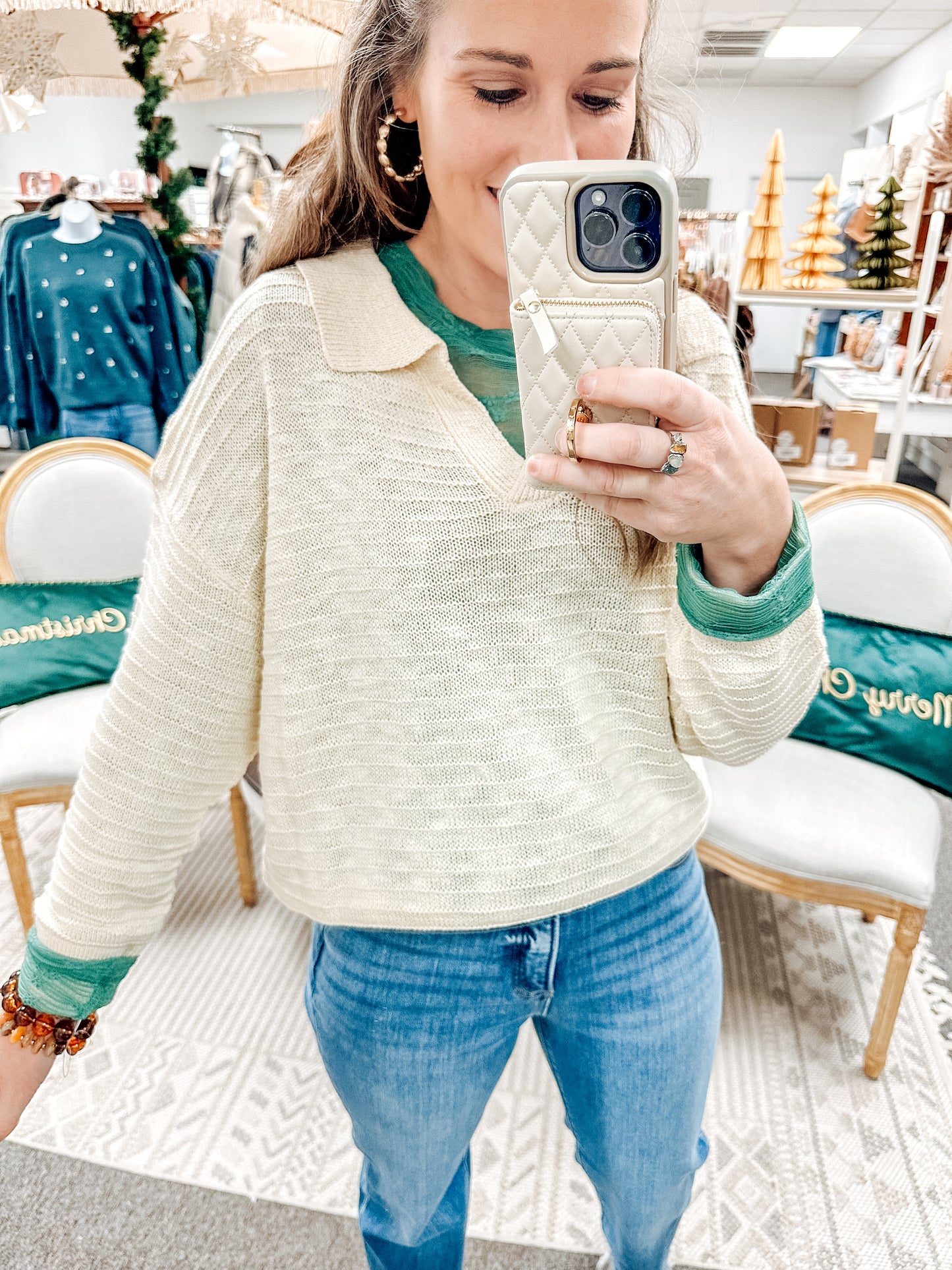 Natural Layers Collared Knit Top