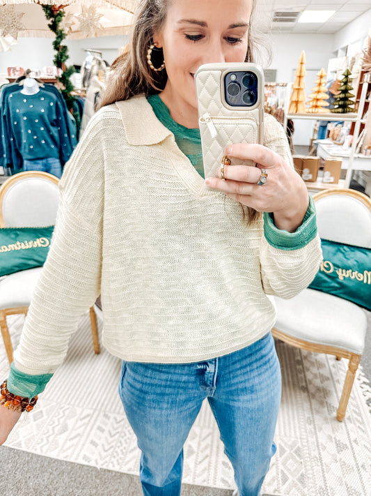 Natural Layers Collared Knit Top