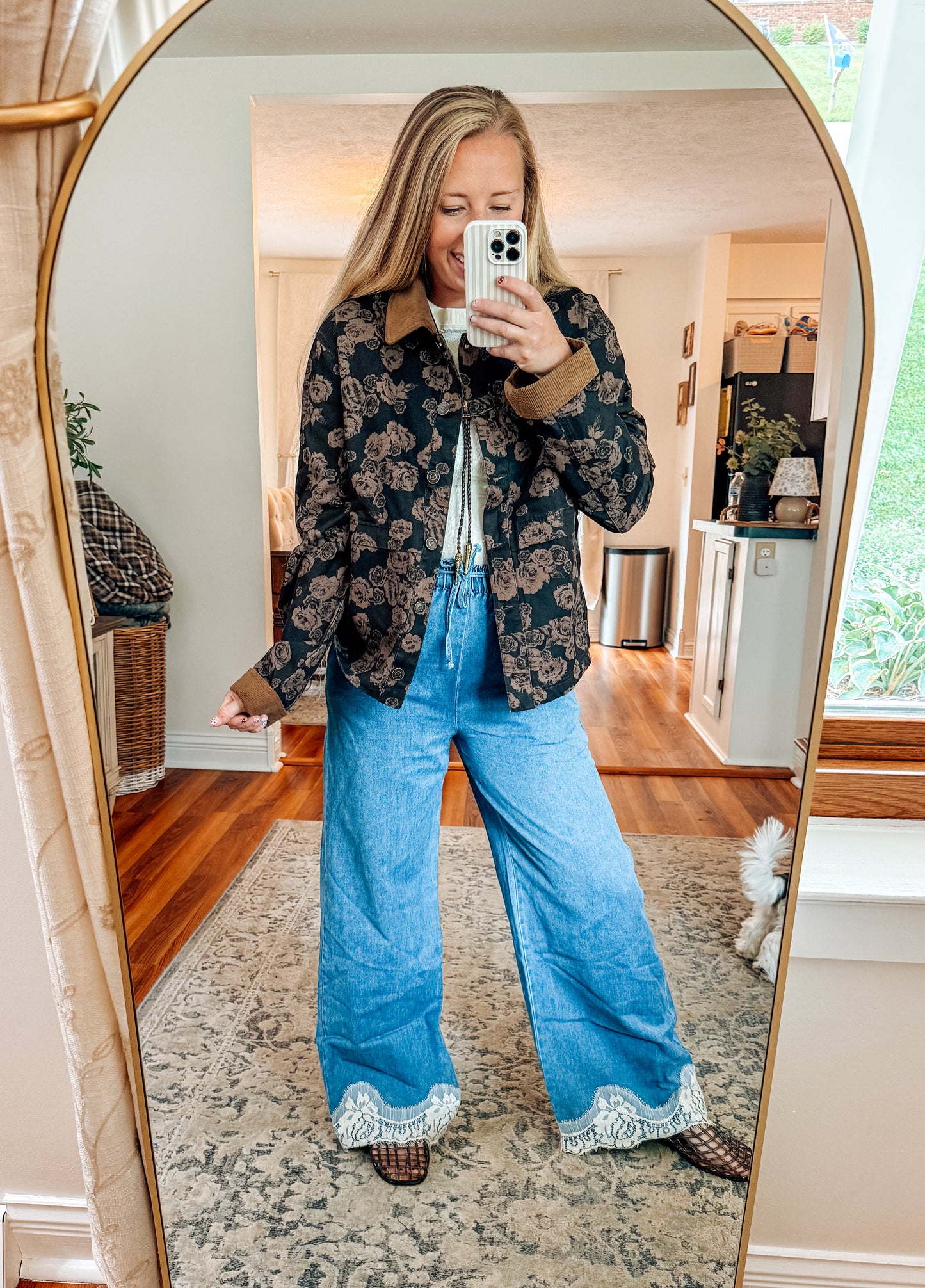 Hadley Boho Lace Trim Wide Leg Jeans