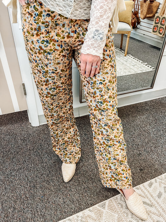 Lacie Floral Print Corduroy Pants