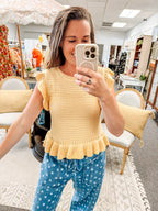 Sunshine Ruffled Sweater Knit Top