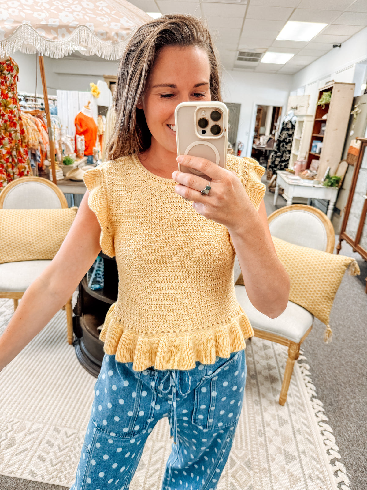 Sunshine Ruffled Sweater Knit Top