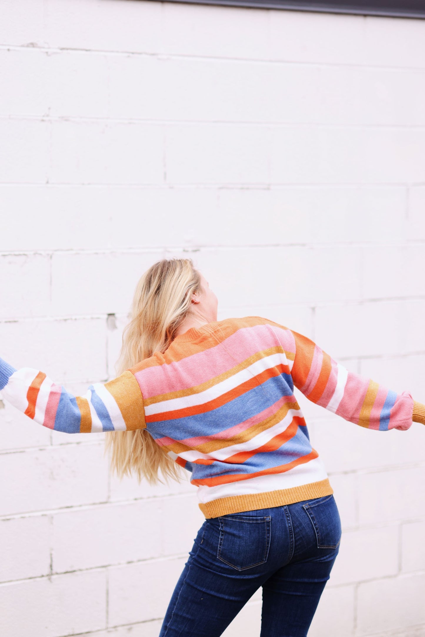 Made to Shine Striped Sweater-Blue/Gold Multi