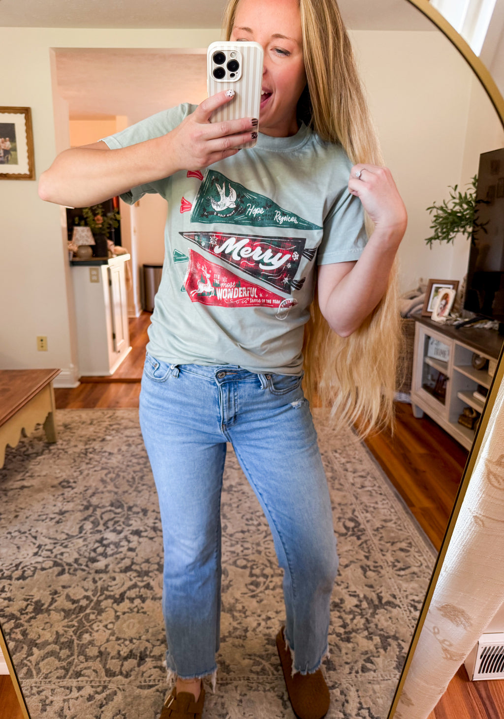 Vintage Christmas Pennants Graphic Tee