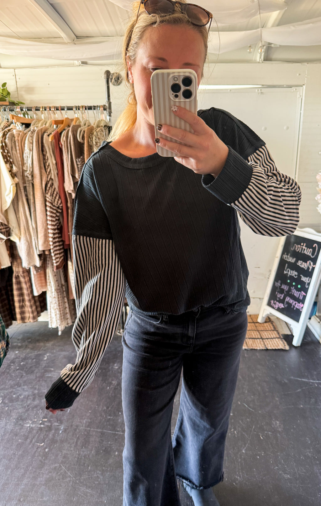 Sunday Stripe Ribbed Knit Top