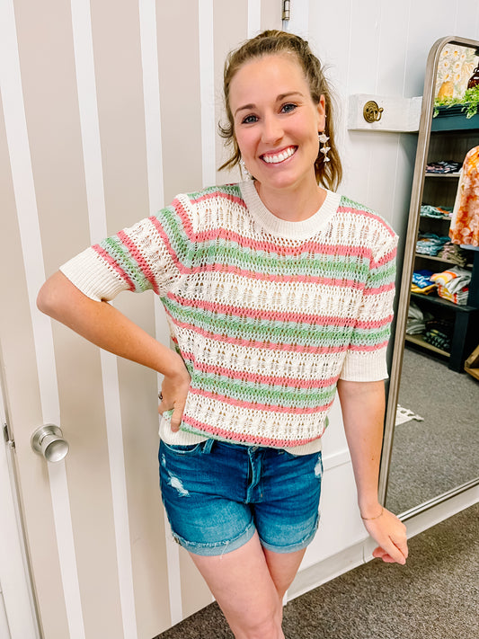 Open Air Striped Knit Top