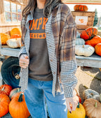 Fall Mocha Plaid Button Down Shirt