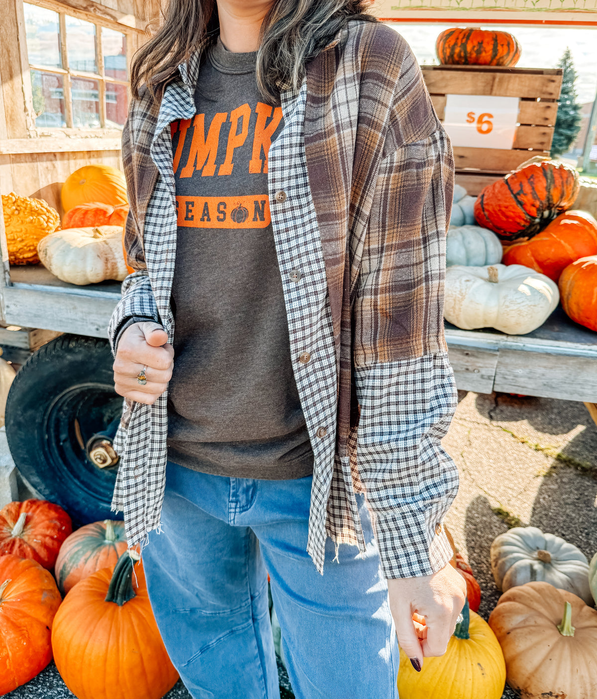 Fall Mocha Plaid Button Down Shirt