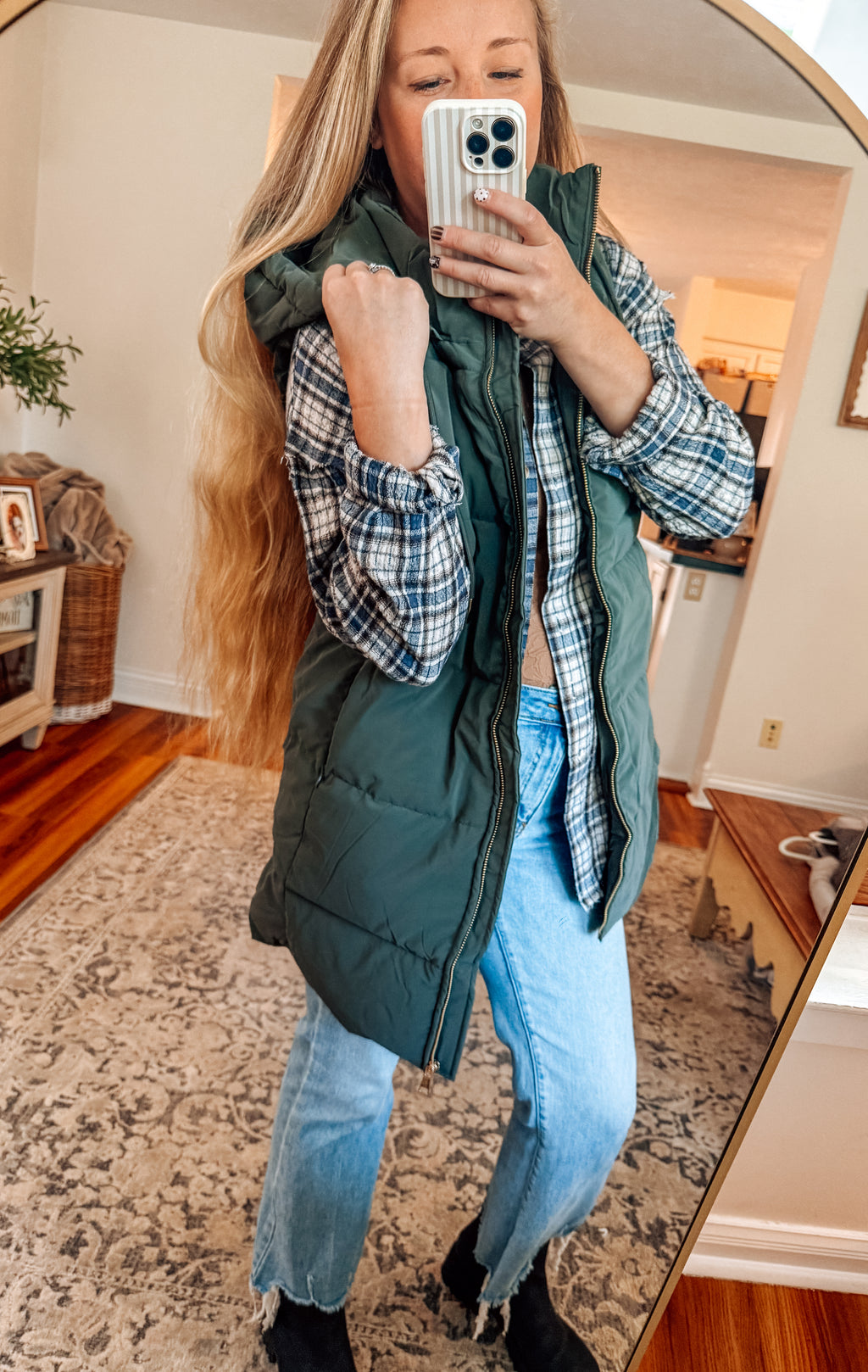 Layered In Fall Puff Long Vest