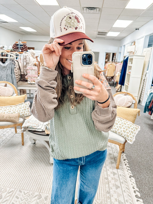 Floral Ember Henley Top