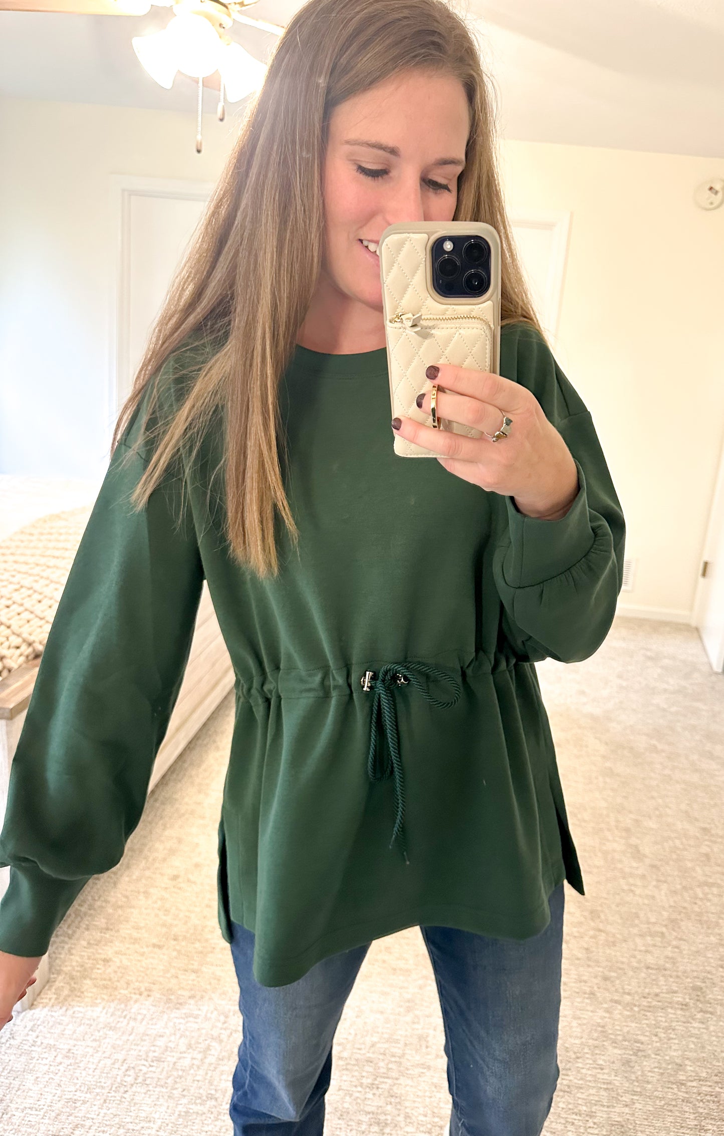 Smooth Move Drawstring Pullover-Olive