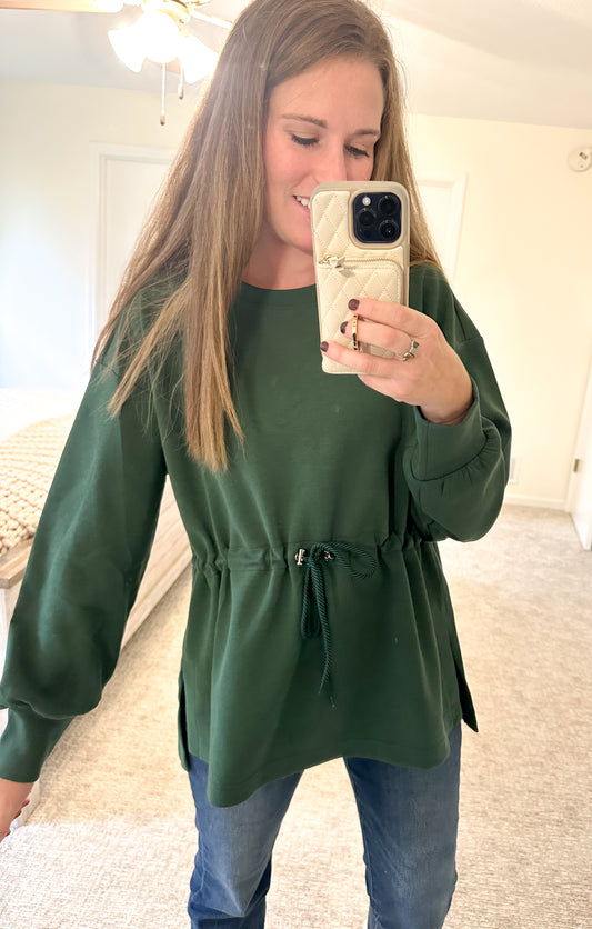 Smooth Move Drawstring Pullover-Olive