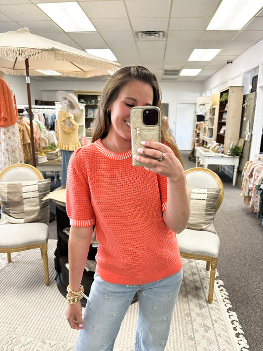 Pretty in Papaya Knit Top (S-XL)