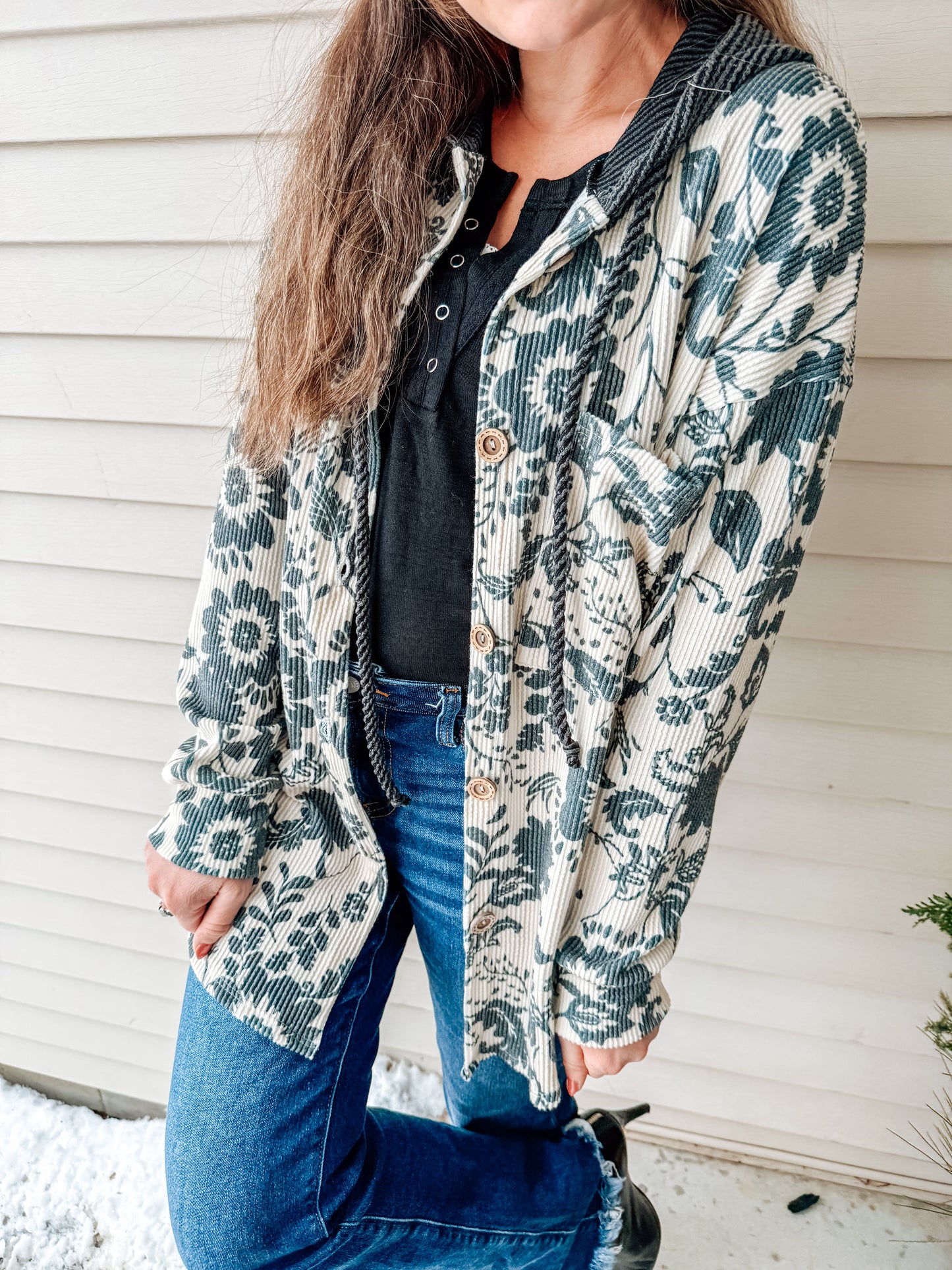 Shadow & Lace Floral Button Up (S-XL)