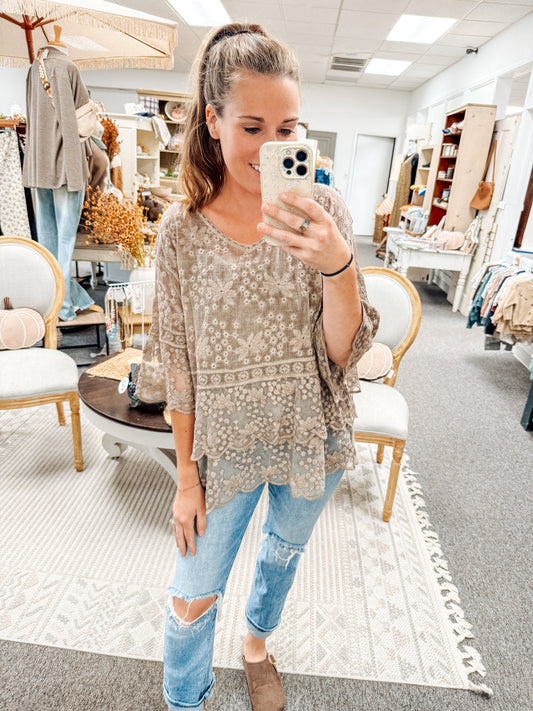 Whispering Crochet Peplum Blouse