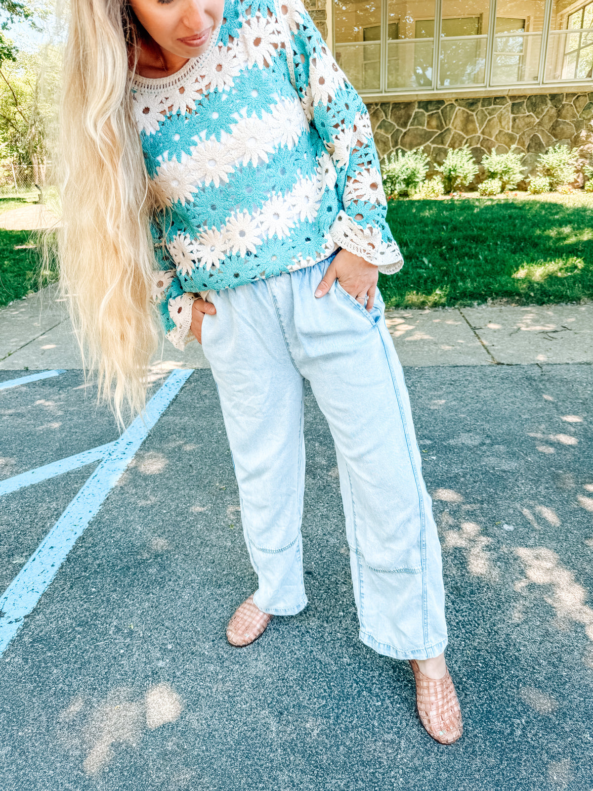 Beach Day Elastic Waist Denim