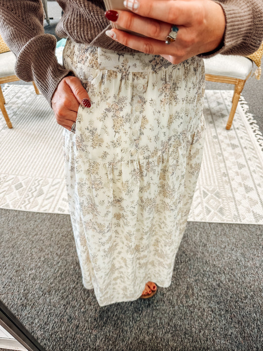 Sepia Garden Midi Skirt (S-XL)