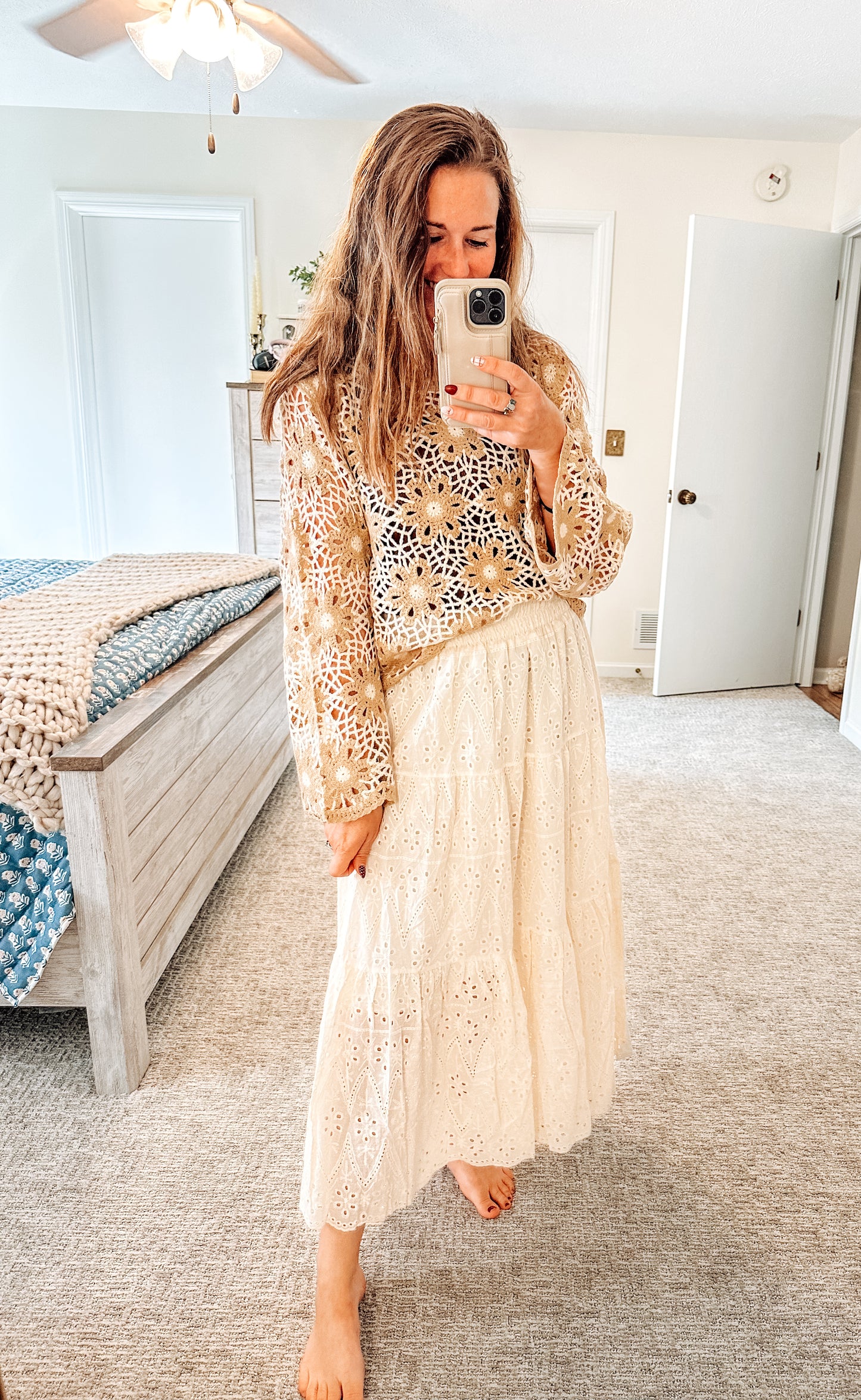 Softly Stitched Eyelet Skirt