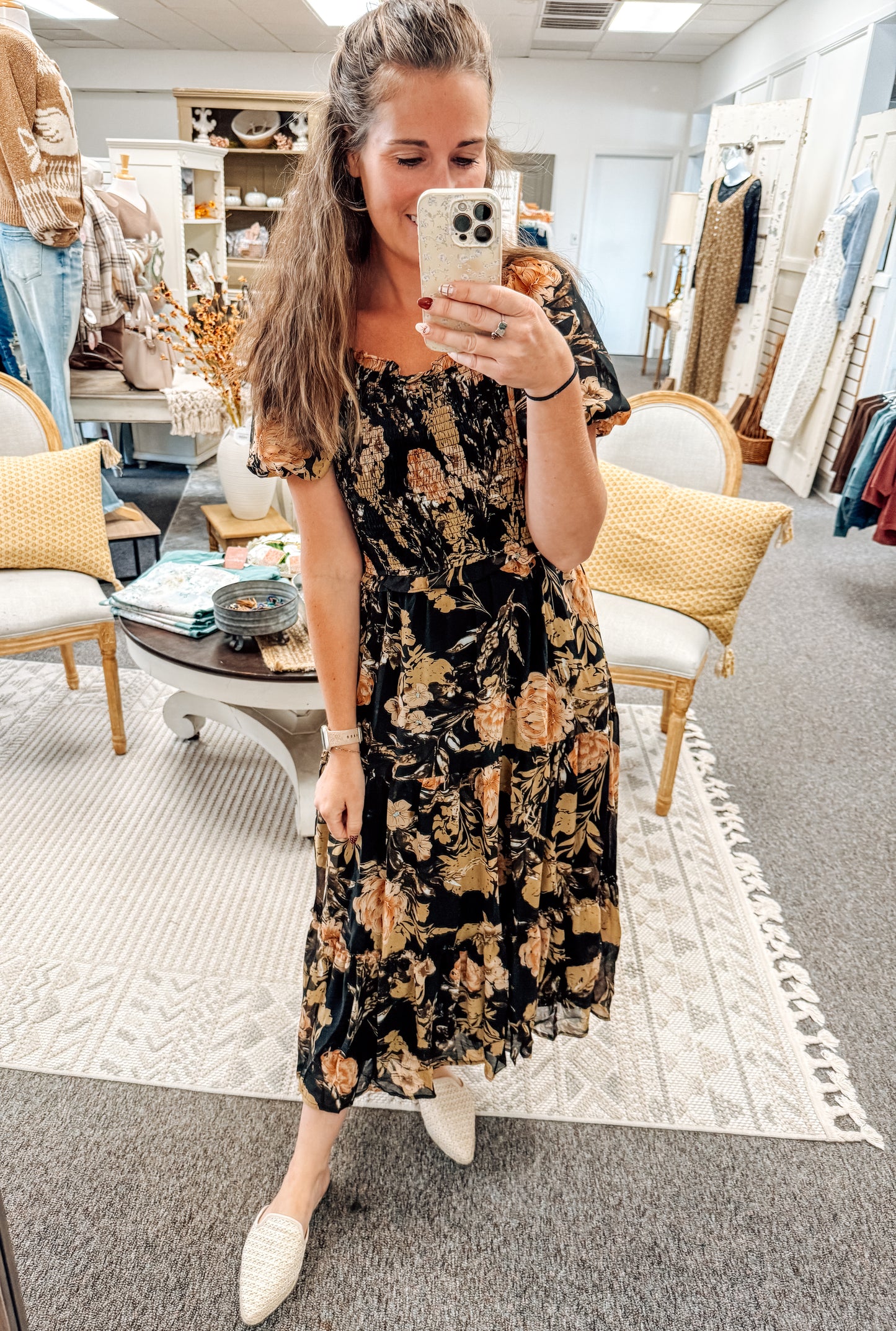 Petal & Poise Midi Dress