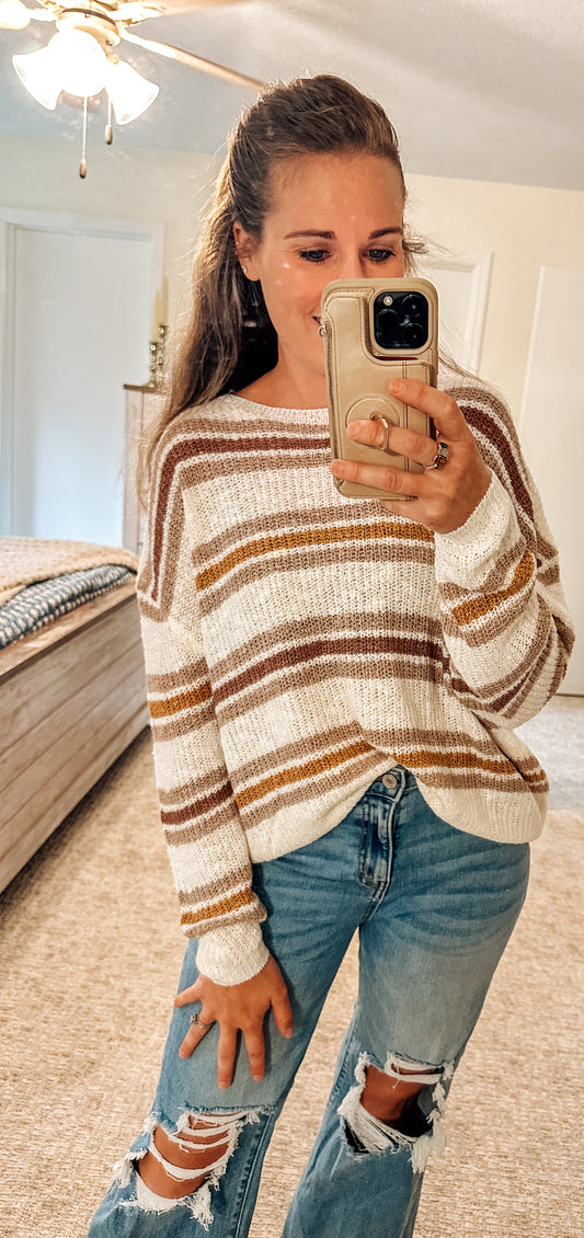 Fall into Striped Knit Sweater