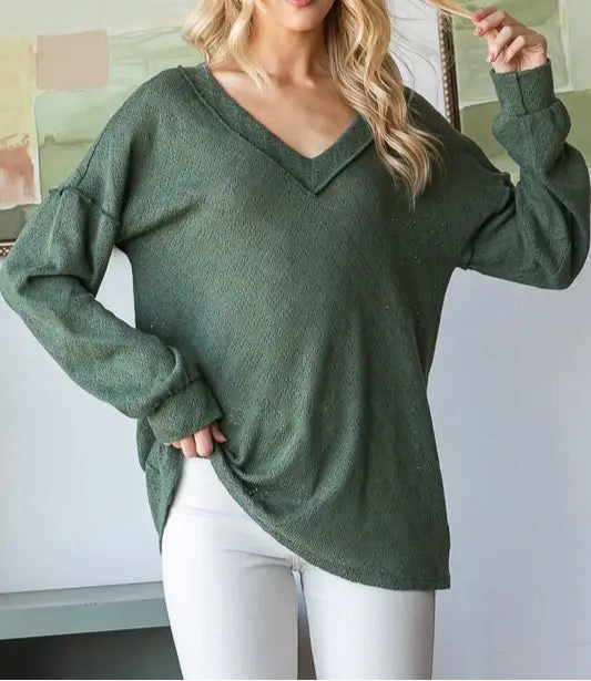 Into the Evergreens V-Neck Top