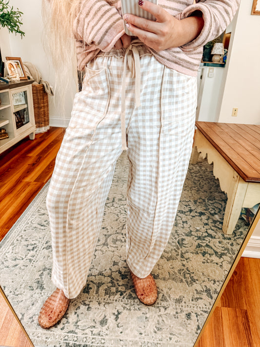 Cozy Contrast Brushed Barrel Knit Pants (S-XL) | 2 Colors