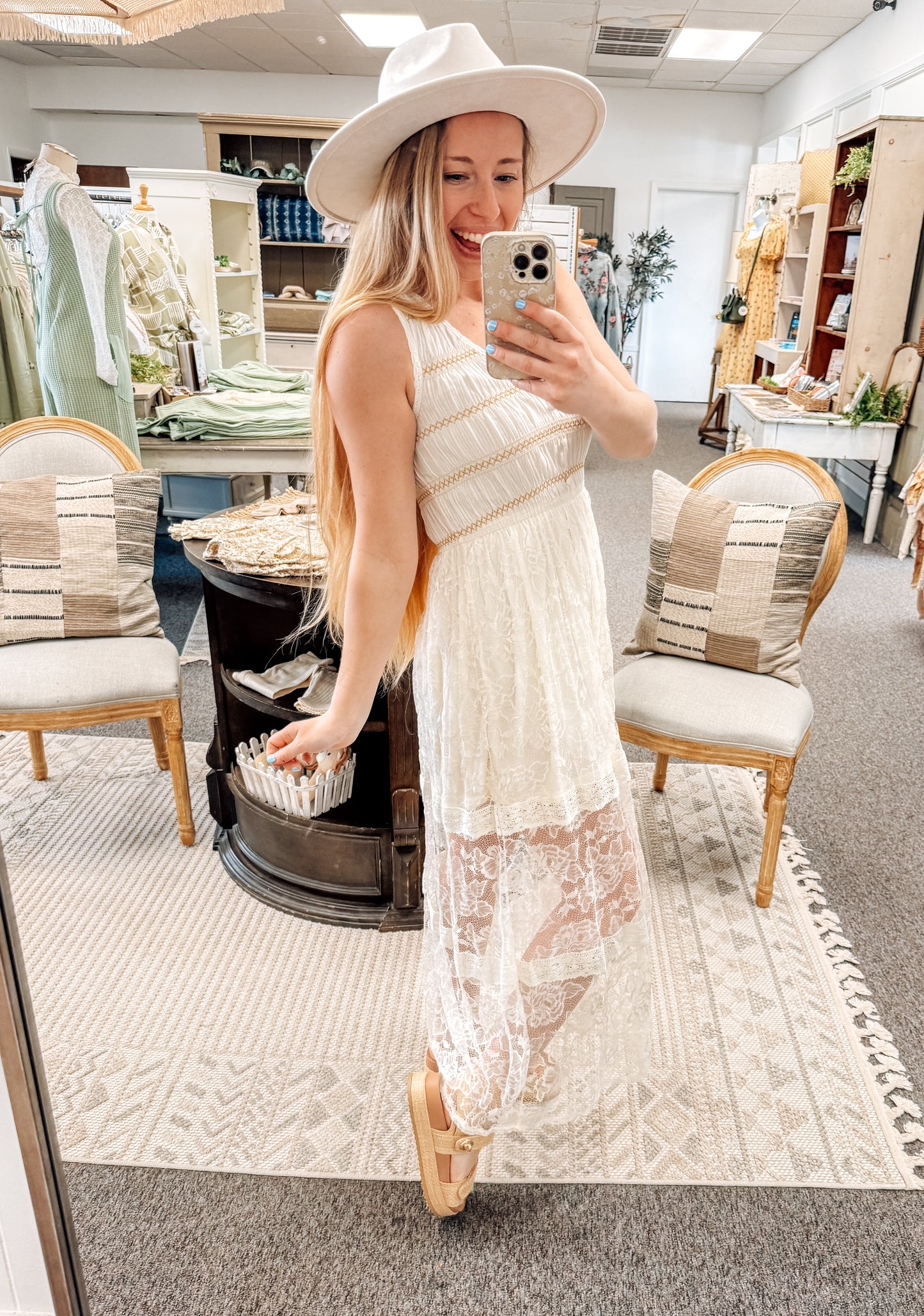Ivory Daydream Lace Midi Dress
