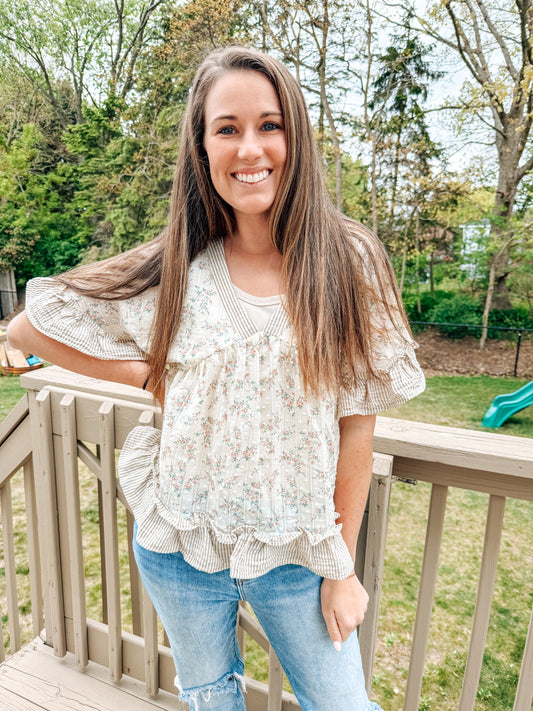 Vivian Ruffle Hem Blouse Top