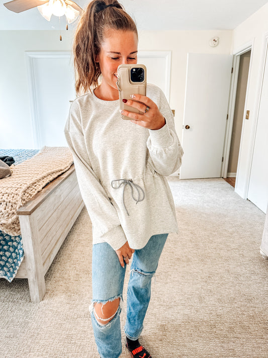 Smooth Move Drawstring Pullover-Gray