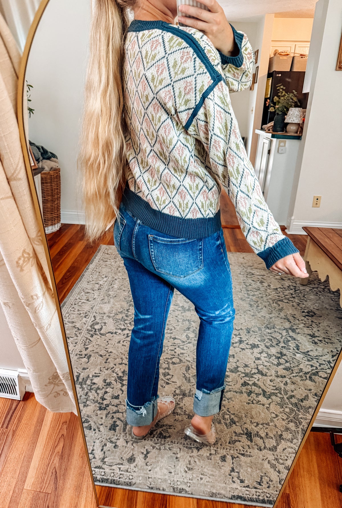 Diamond Floral Knit Sweater
