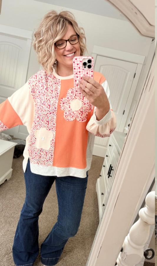 Citrus Bloom Patchwork Top