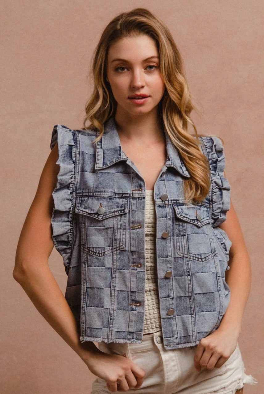 Cute as Can be Denim Sleeveless Jacket