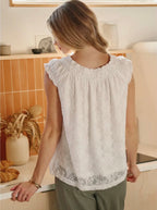 All Laced Up Capped Sleeve Blouse