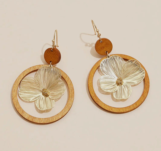 Floral Charm Dangle Earrings